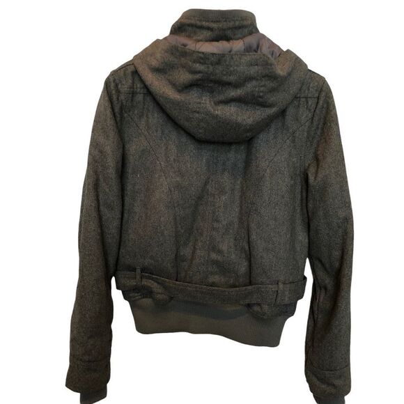 Soho Babe Jacket lined, full zip, pockets, belt, hood Gray Large - Picture 3 of 14